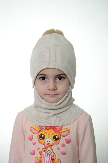 Sevimli Girl's Beret Neck Collar Balaclava Mask 4-10 Years Old