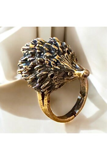 kapris concept Antiallergic Bronze Ring with Hedgehog Figure
