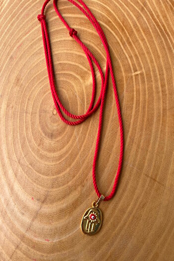 Shepidi Red Twisted Ipgold Fatma Ana Hand Necklace