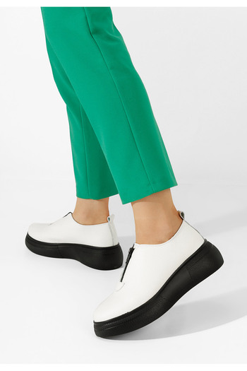 B T Shoes Bílé kožené polobotky Amaera