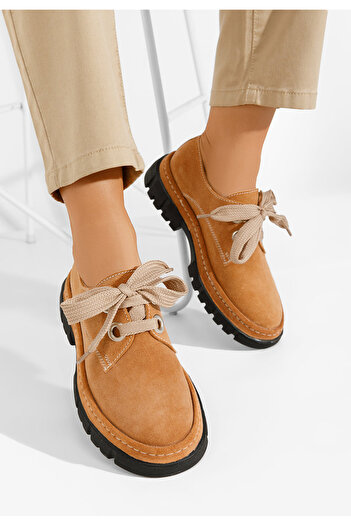 B T Shoes Camelové kožené polobotky Dasha V4