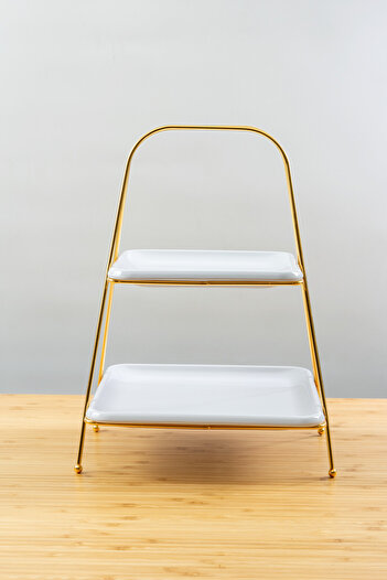 Yaren Style 2-Tier Metal Rustproof Luxury Gold Tiered Stand for Presentation and Catering Cake Pastry Stand Dowry Stand