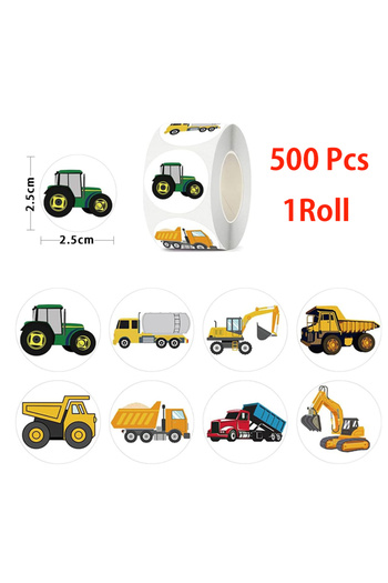 choice2 1Roll 500Pcs 500/1000 Pcs Easykart Truck Vehicle Stickers Construction Stickers Roll For Kids Teens