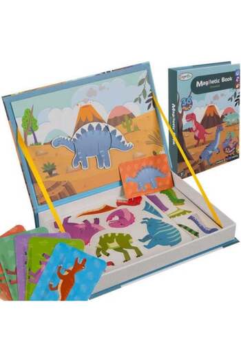 Micostore Magnetic Book, Dinosaur Puzzle Game with 36 Pieces, STEAM