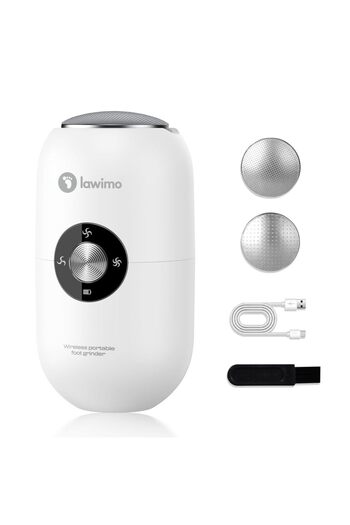 Choice WHITE Rechargeable Electric Foot Pedicure Tool with Stainless Steel Head, Portable Foot Grinding Too