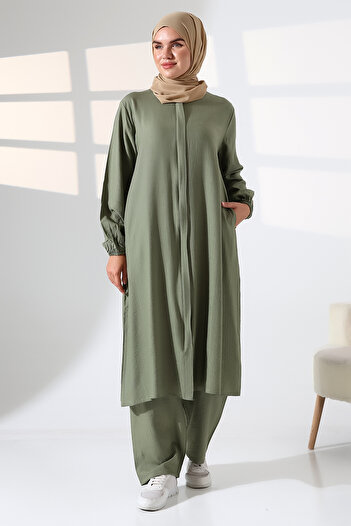 ihvan online Women's Hajj and Umrah Clothing, Khimar Hijab, Two-Piece Set - Green