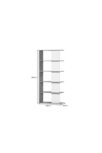BAITY Decorative Shelf Unit 5 Tiers Malaysian Wood Gray and White