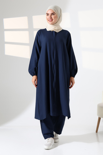 ihvan online Women's Hajj and Umrah Clothing, Two-Piece Hijab Suit - Navy Blue