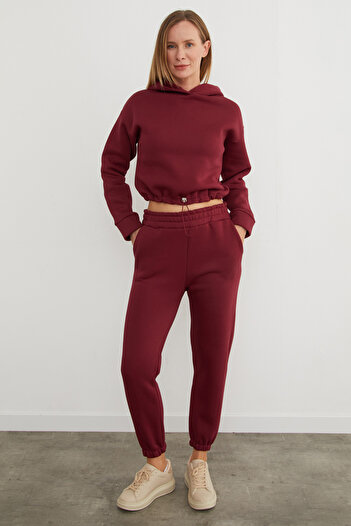 Fulla Moda 3 Thread Basic Hooded Jogger Set with Waist Stopper