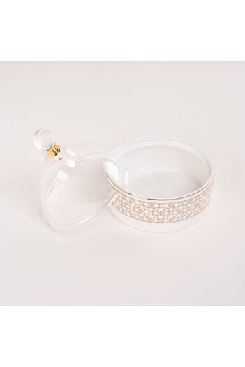 Dallaty white porcelain date bowl with lid 12.6*12.6*14 cm