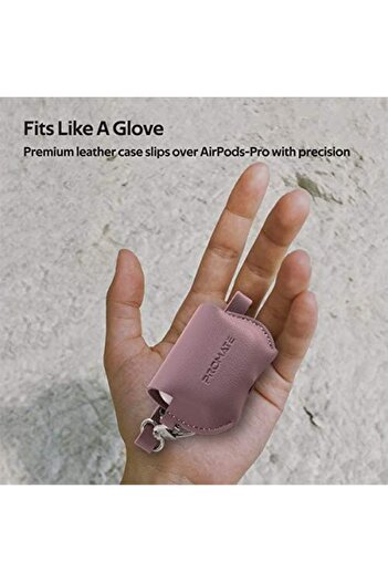 Promate AirPods Pro Case, Elegant Fashion Protective Faux Leather Cover with Wireless Charging Compa
