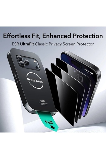 ESR [Pack x3] Glass film for iPhone 17 Pro, Tempered Glass UltraFit, Black