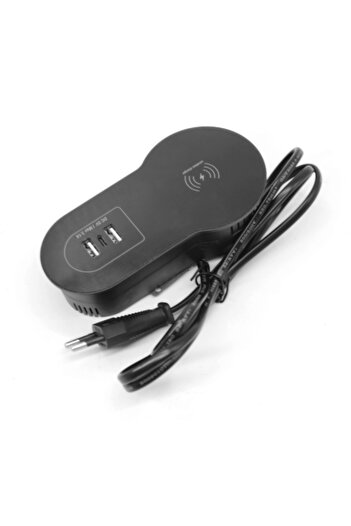 Adsinio Built-in Socket, Adsinio,1 Wireless, 2 USB-A, 1 USB-C, 1.2m Power Cable,15W Charging Standard, Black