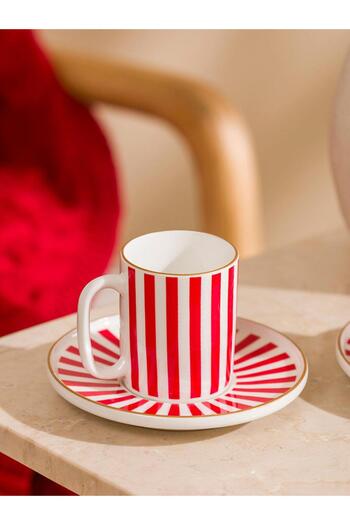 LC Waikiki Line Patterned 2-Person Coffee Cup Set 90 ml (W5)