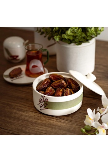 Dallaty white porcelain date bowl with lid 13*9 cm