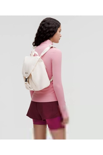 lululemon Drawstring Bucket Backpack, Water-Repellent Nylon Bag with Adjustable Straps & Pockets, 10L White