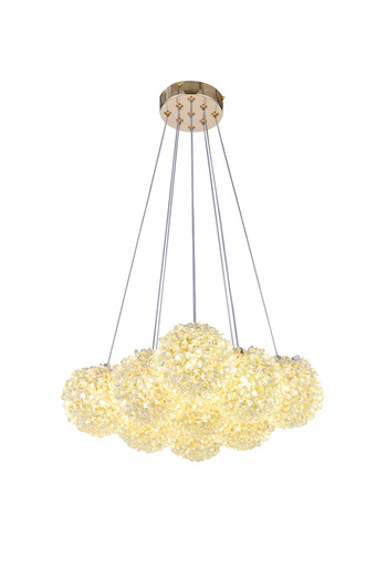 RFAN Pendant, Model 5558-9, With 9 Shades, 9 x G9, Adjustable Height, Gold