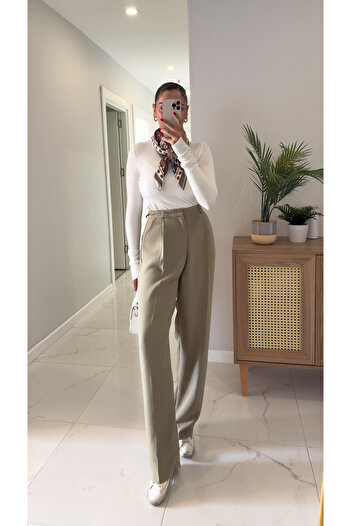 BİRCANÇİL Rozenna Light Khaki Palazzo Pants