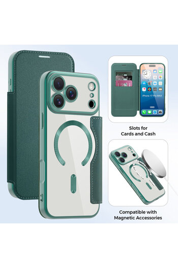 Techsuit iPhone 17 Pro SmartMag Book Case, Green