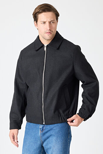 STONCS Men's Black Stamped Coat