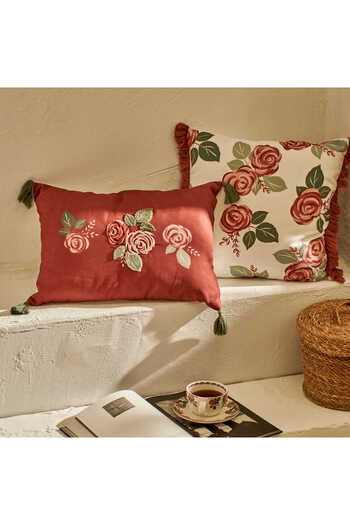 Bella Maison Rose Printed Cushion Cover Cream (43X43 cm)