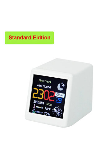 choice2 Standard Ver White Smart Weather Clock, WIFI Weather Station for Accurate Forecasts and Bitcoin Moni