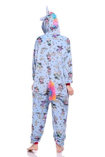 WildFashion Pijama pufoasa intreaga cu model unicorn PJM142-4