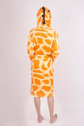 WildFashion Fluffy robe with drawstring at the waist, giraffe pattern PJM70-199