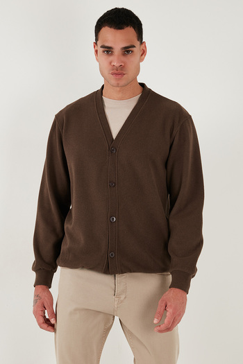 Buratti Cotton Regular Fit Buttoned V-Neck Cardigan Men's Cardigan 456205