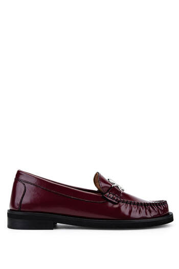 Mario Valentino Women's Genuine Leather Claret Red Loafer Shoes