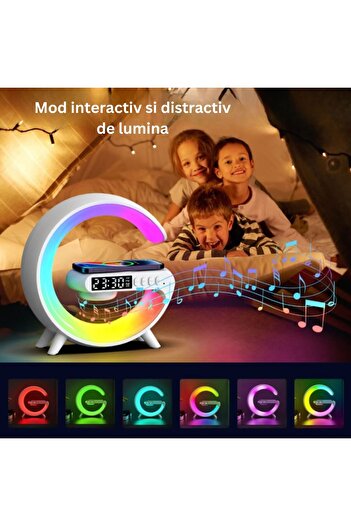 OEM Multifunctional wireless charger 15 W, With bluetooth, Alarm clock, Speaker, RGB light lamp,White