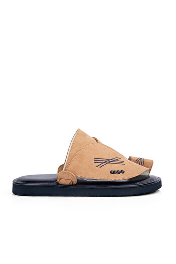 NAYASHIN Beige suede embroidered oriental shoes with black orthopedic sole