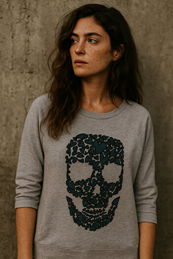 DE PLEIN Heart Skull Printed Half Sleeve Women's T-Shirt