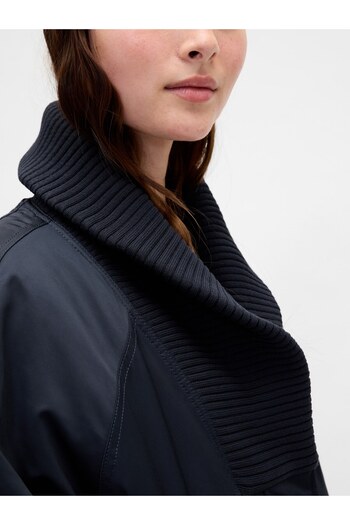 GAP Kadın Lacivert Oversized Triko Kenar Detaylı Bomber Ceket