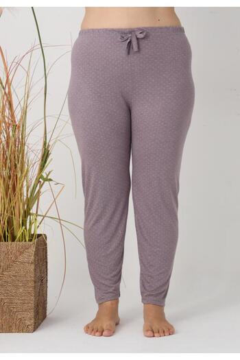 Serena Big Size Pantaloni de pijama damă gri cu puncte roz