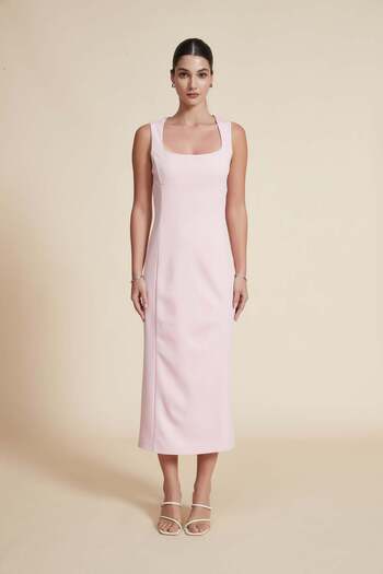 Yola Plain Square Neck Sleeveless Midi Dress