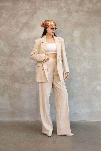Lila Moda Women's Full Fit Jacket & Palazzo Pants Viscose Premium Two Piece Set