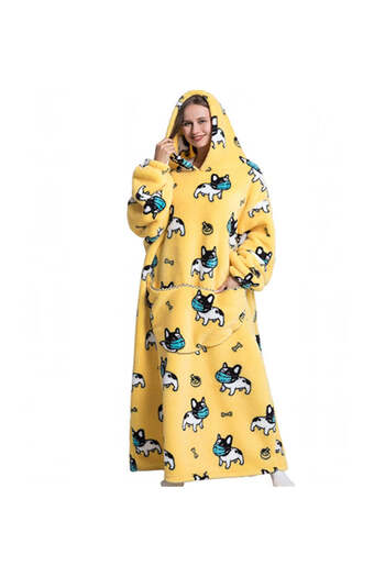 WildFashion Long, fluffy house dress with puppy print and mask PJM259A-9 Universal