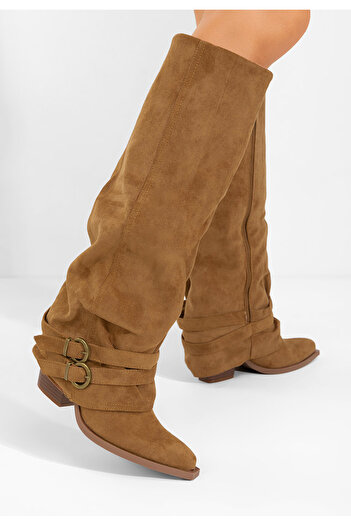 B T Shoes Camelové vysoké kozačky Voncile