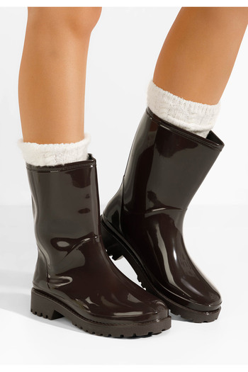 B T Shoes Jalena brown rubber boots