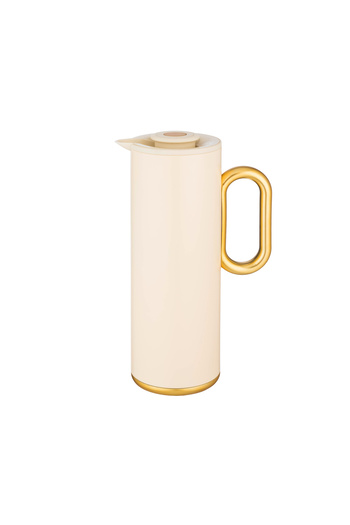 Dania Yarouz Thermos - High-quality plastic on the outside and glass on the inside, 1 liter capacity - Cream color