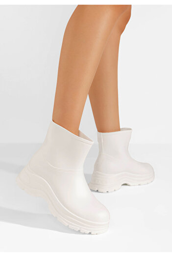 B T Shoes Elenita white rubber boots