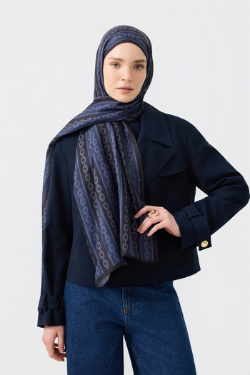 Qef Cotton Twill Shawl Chain Navy Blue