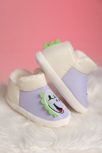 Oksit Dinosaur Patterned - Non-Slip Sole Thermal Baby and Children Slippers Home Boots
