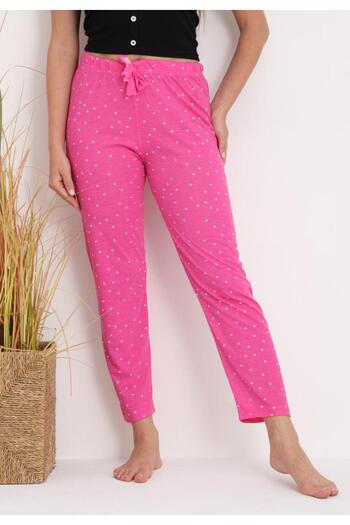 Serena Women's Pink Pajama Pants with White Polka Dots, Relaxed Fit, Cotton & Polyester