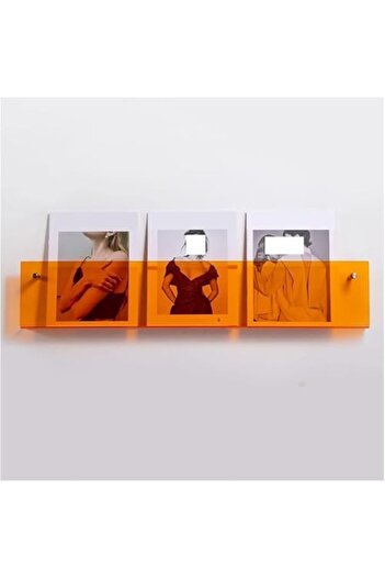 Slasa Wall Mounted Acrylic Document Display 100x16x5 cm Orange Tinted Magazine Holder