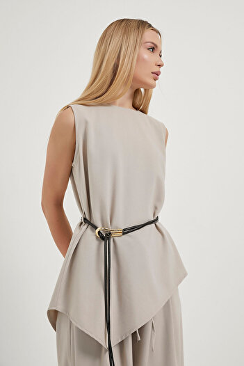 Arma Life Armalife 5400 Belt Detail Sleeveless Women's Blouse