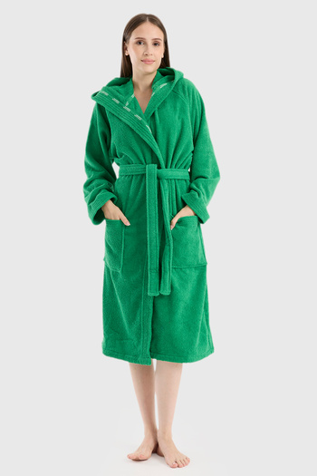 Benetton Home Μπουρνούζι Ανδρικό Γυναικείο Unisex με Καπέλο Πράσινο 100% βαμβάκι