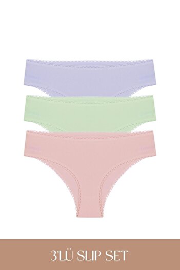 Feu De Elu Cotvie 3 Color Lmg Cotton Slip 3-Piece Set Panties