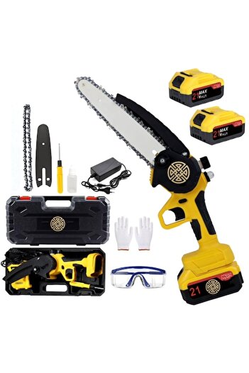 POKKO Mini electric chainsaw CHAINSAW™, portable, 20V, 2 batteries x 1500mAh, yellow